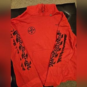 Off white virgil abloh impressionism hooded red shirt